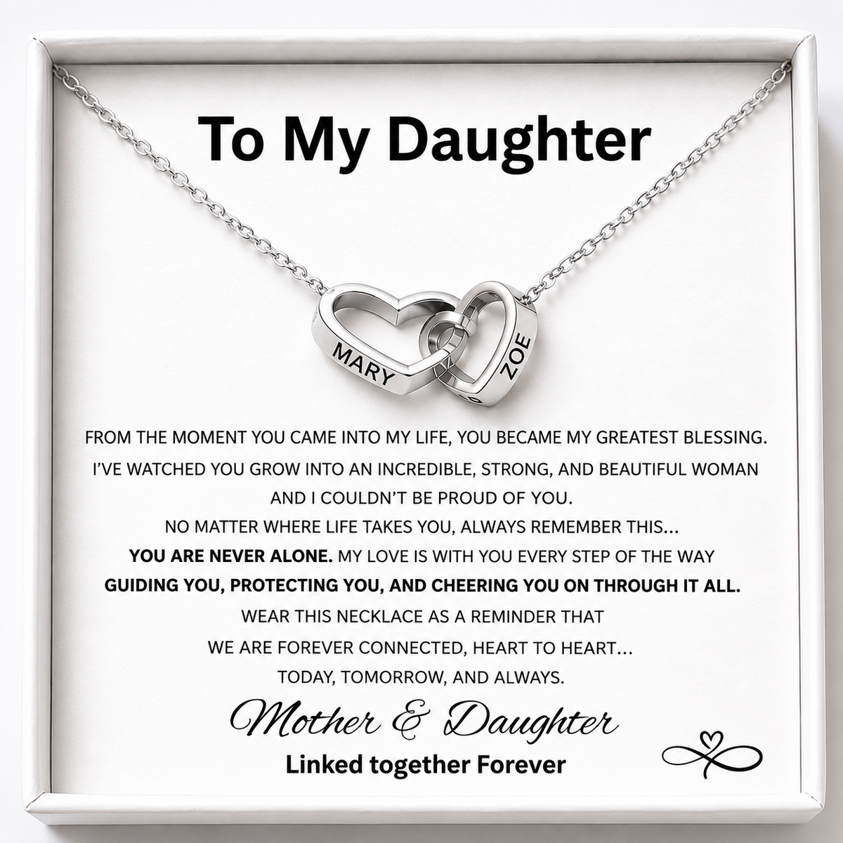 Interlocking Hearts Name Necklace - Mother and  Daughter