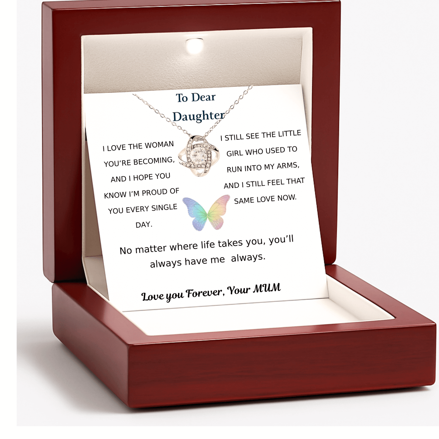 To My Daughter Mother & Daughter Eternal Knot Necklace - Two Hearts One Forever