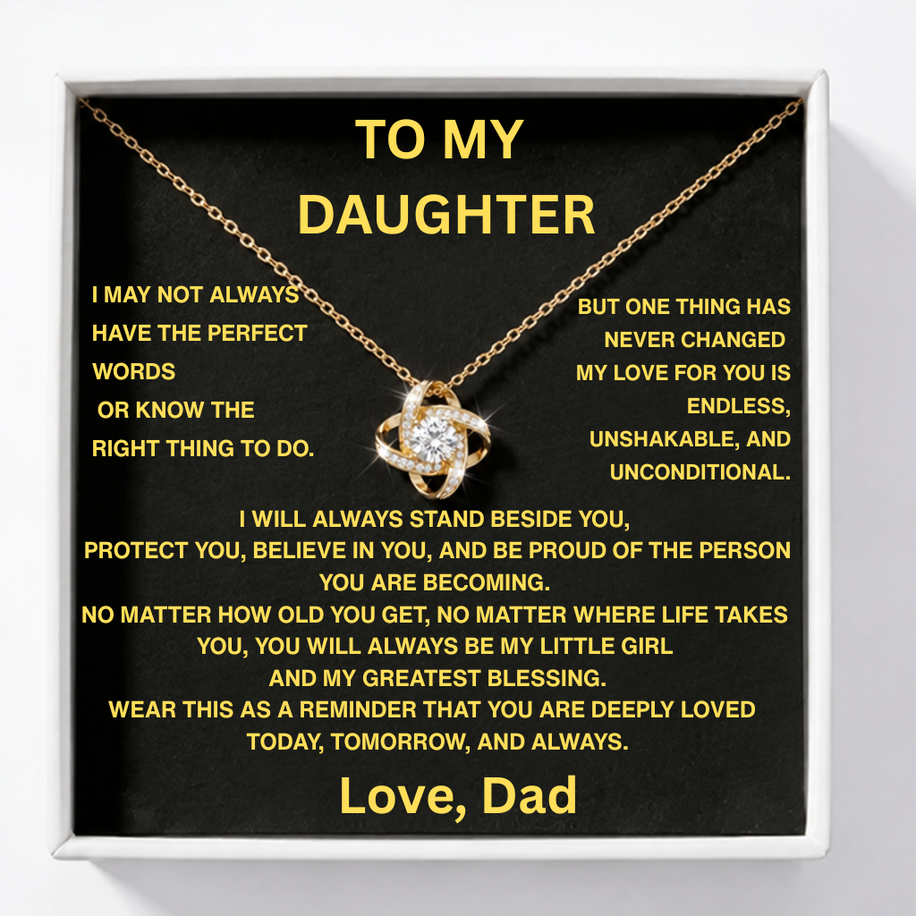 To My Daughter – From Dad – Love Knot Necklace