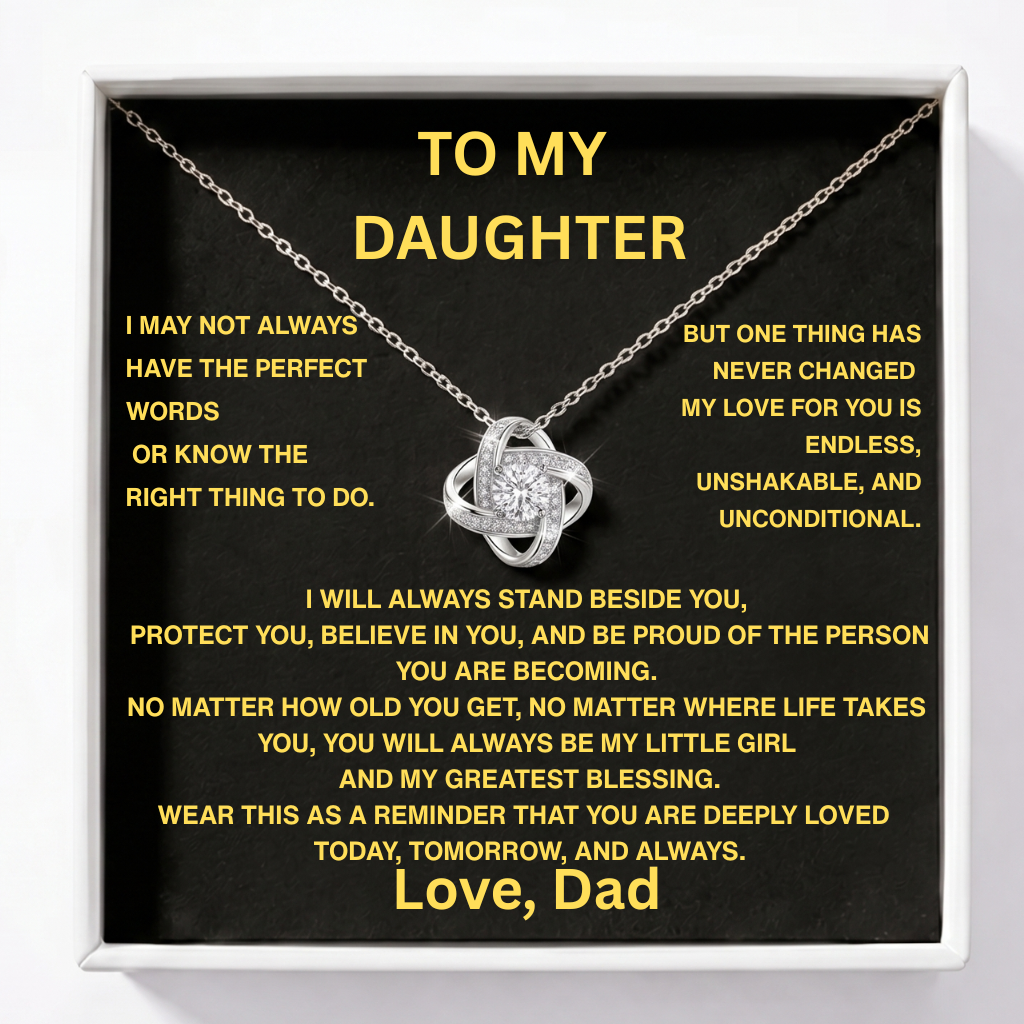 To My Daughter – From Dad – Love Knot Necklace
