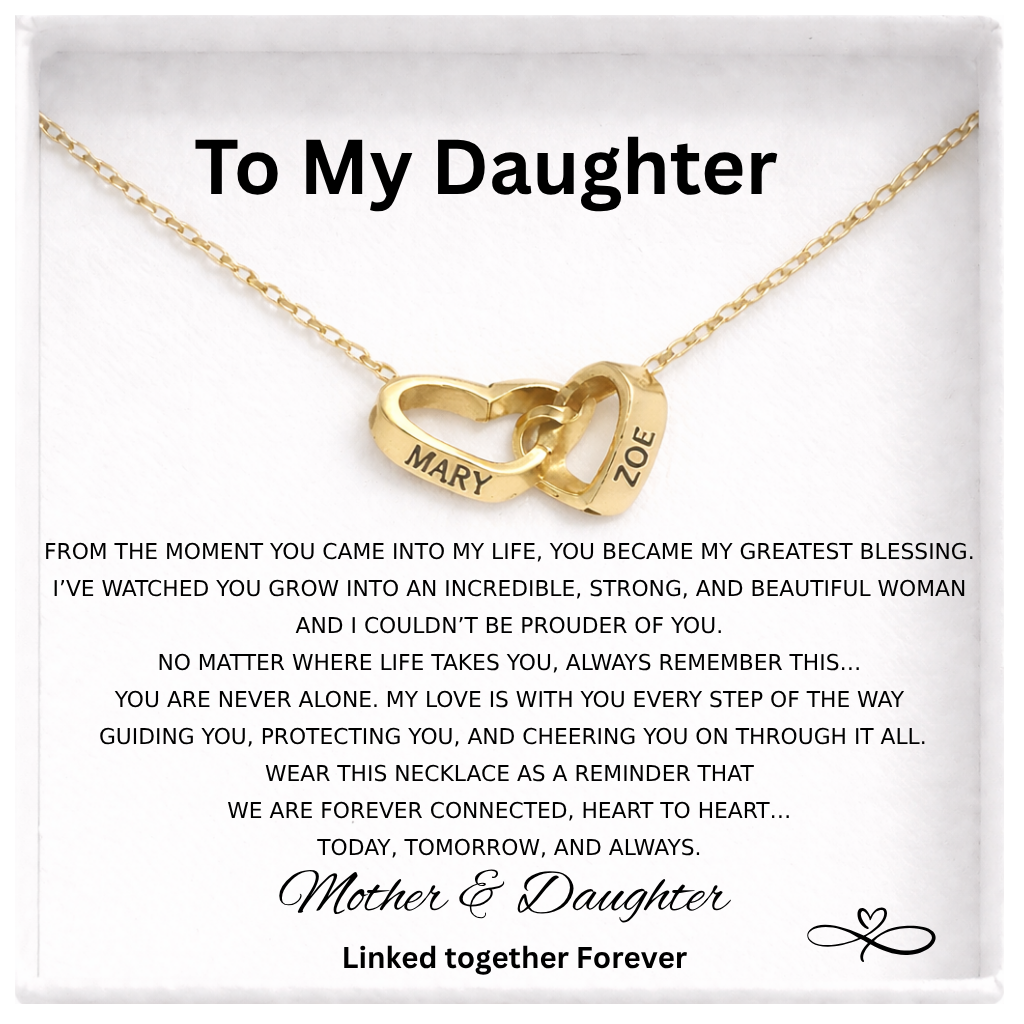 Interlocking Hearts Name Necklace - Mother and  Daughter