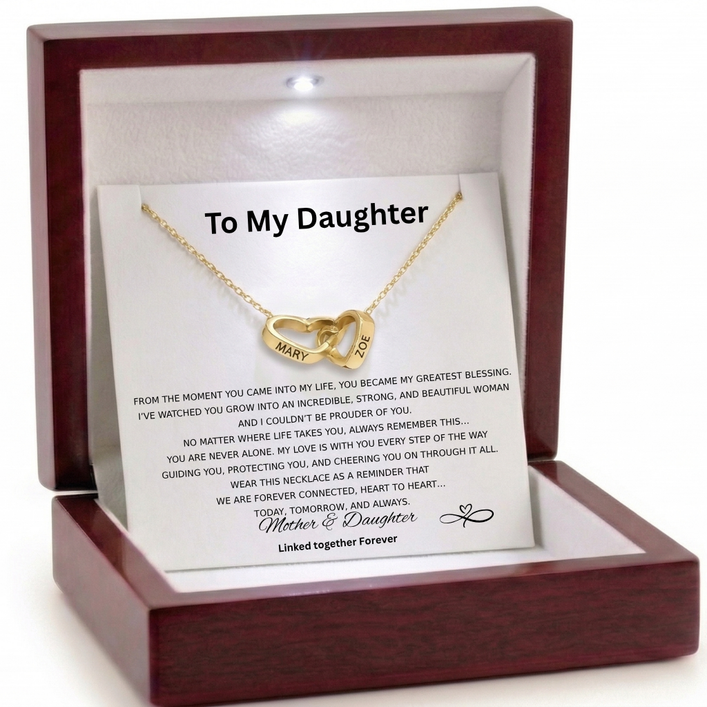 Interlocking Hearts Name Necklace - Mother and  Daughter