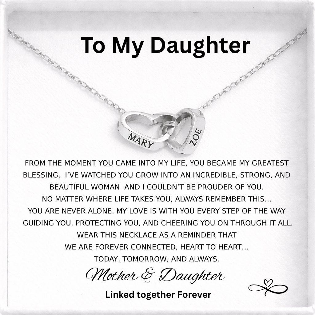 Interlocking Hearts Name Necklace - Mother and  Daughter