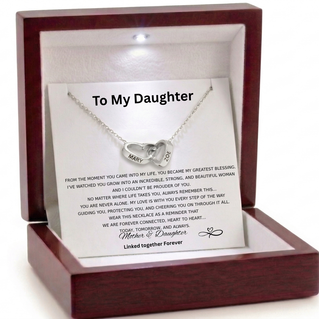 Interlocking Hearts Name Necklace - Mother and  Daughter