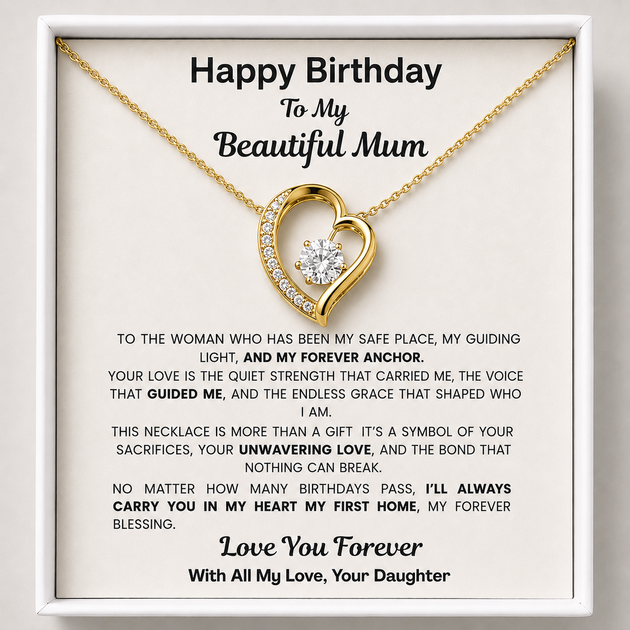 Happy Birthday Mum Bound by Love Necklace - Wrapped in our love