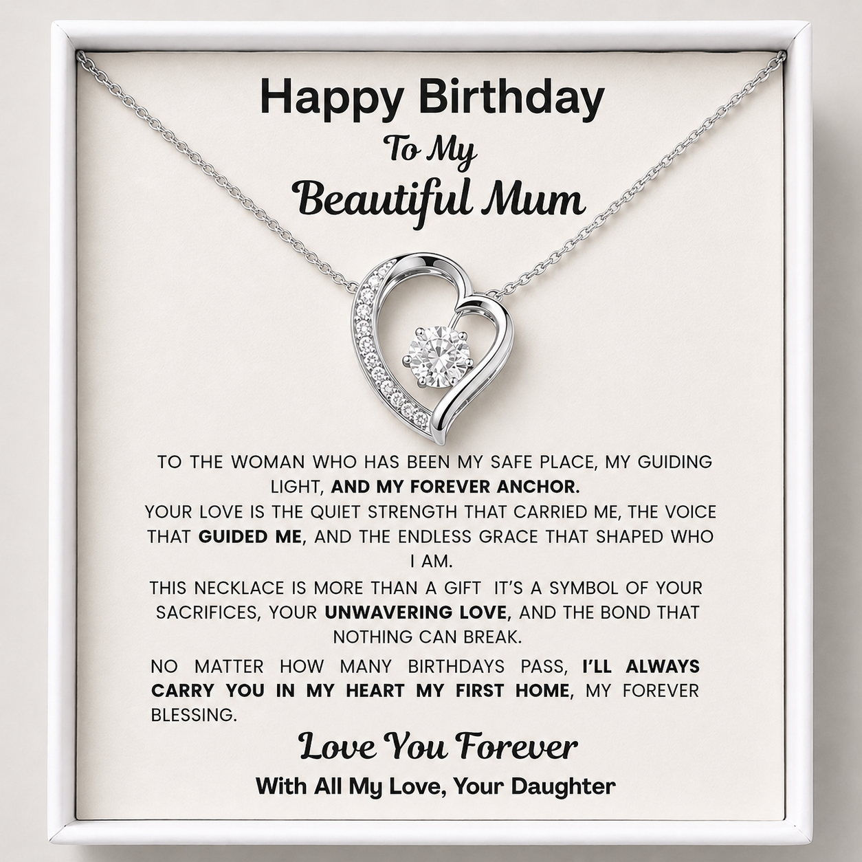 Happy Birthday Mum Bound by Love Necklace - Wrapped in our love