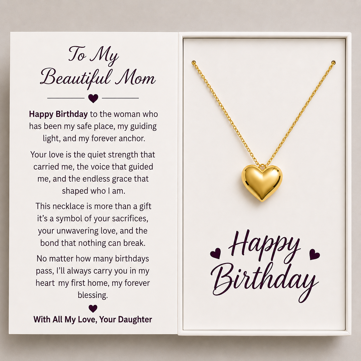 Happy Birthday Mom Close to My Heart Necklace - You’re our heart