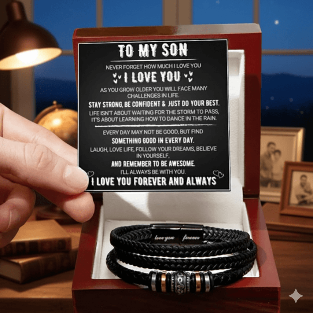 To My Son - Strength & Love Leather Bracelet