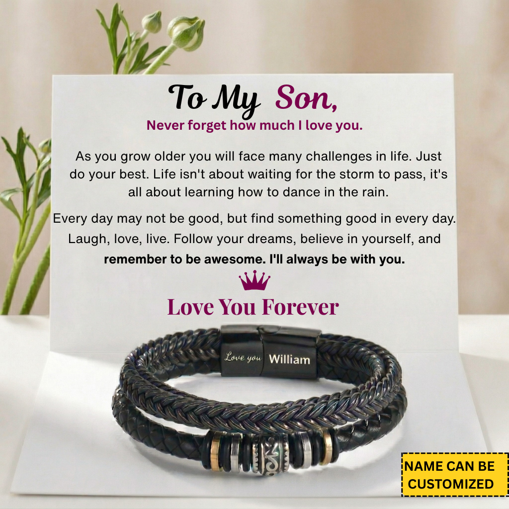 For Son  - I Will Always Be With You - Personalized Double Row Bracelet
