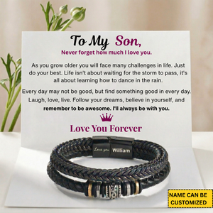 For Son  - I Will Always Be With You - Personalized Double Row Bracelet