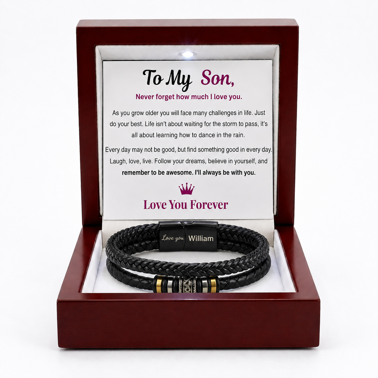 For Son  - I Will Always Be With You - Personalized Double Row Bracelet