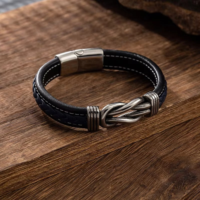 Mother and Son – Bold Steps Infinity Bracelet Engraved Love You Forever - Vintage Finish