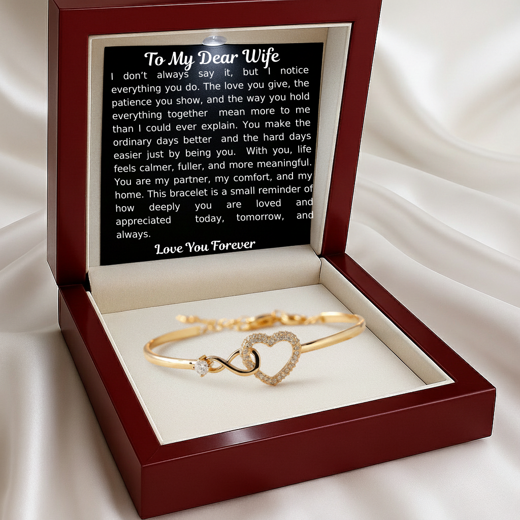 To My Dear Wife - Infinity Heart Bracelet - Love You Forever