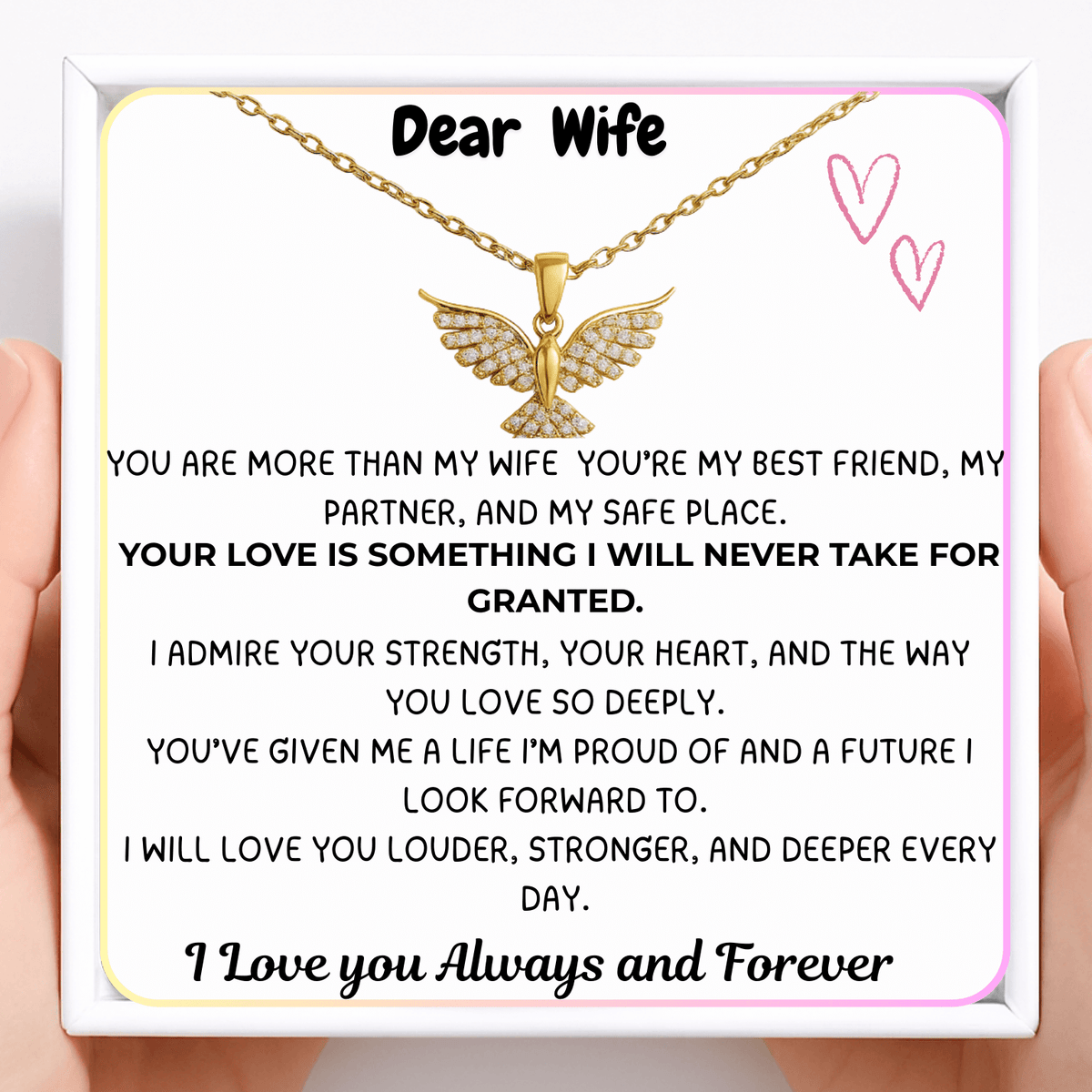 To My Wife Wings of Strength Necklace - Strong and Graceful