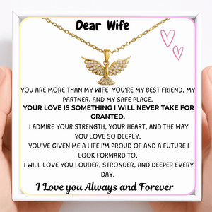 To My Wife Wings of Strength Necklace - Strong and Graceful