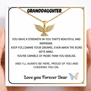 To My Granddaughter Wings of Strength Necklace - Fly Higher, Little One